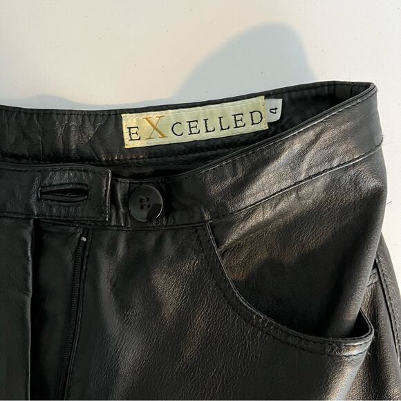 Vintage Excelled Black Leather Pants Size 4 EUC - Picture 2 of 10